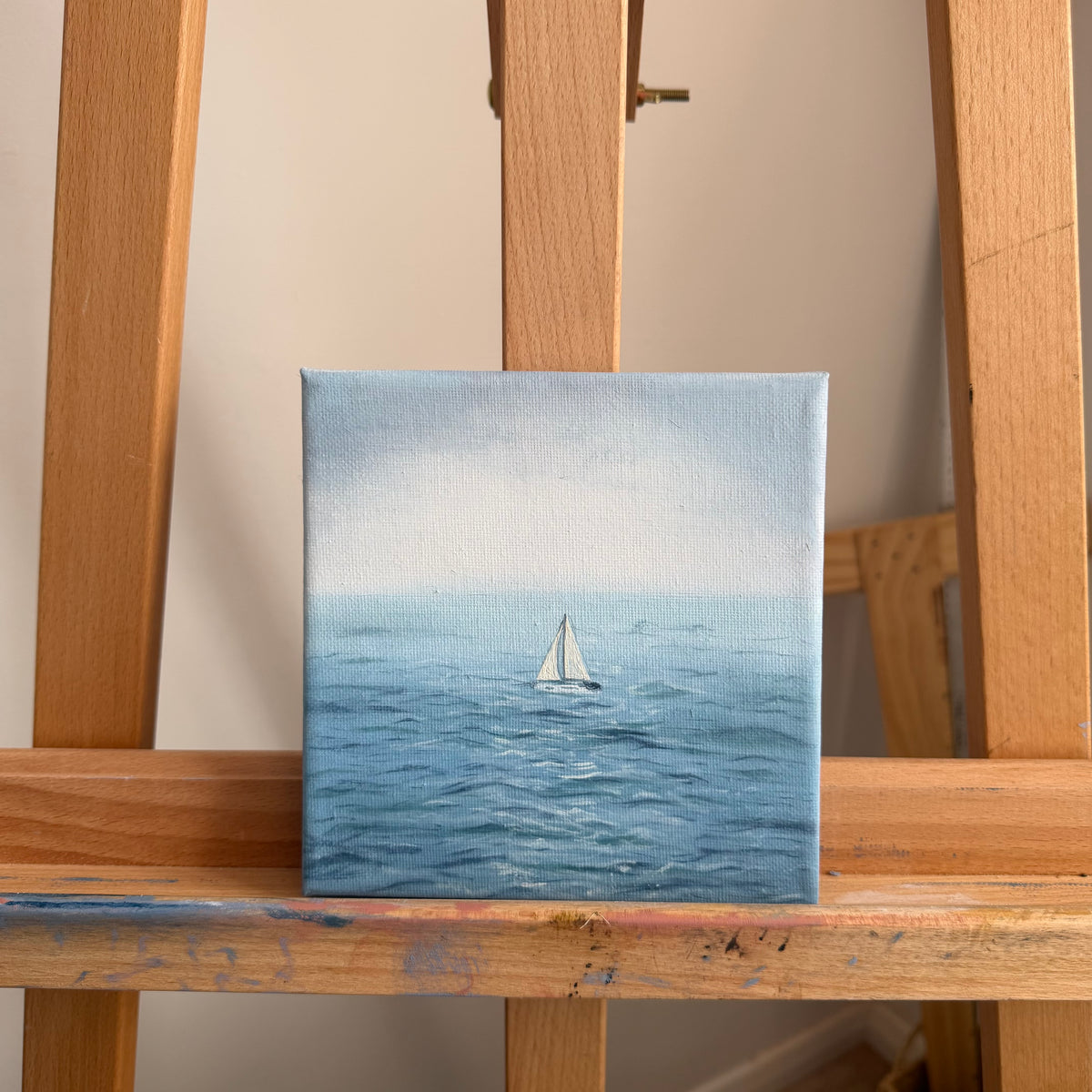 “Distant Sail” Original Painting - 6x6 inch