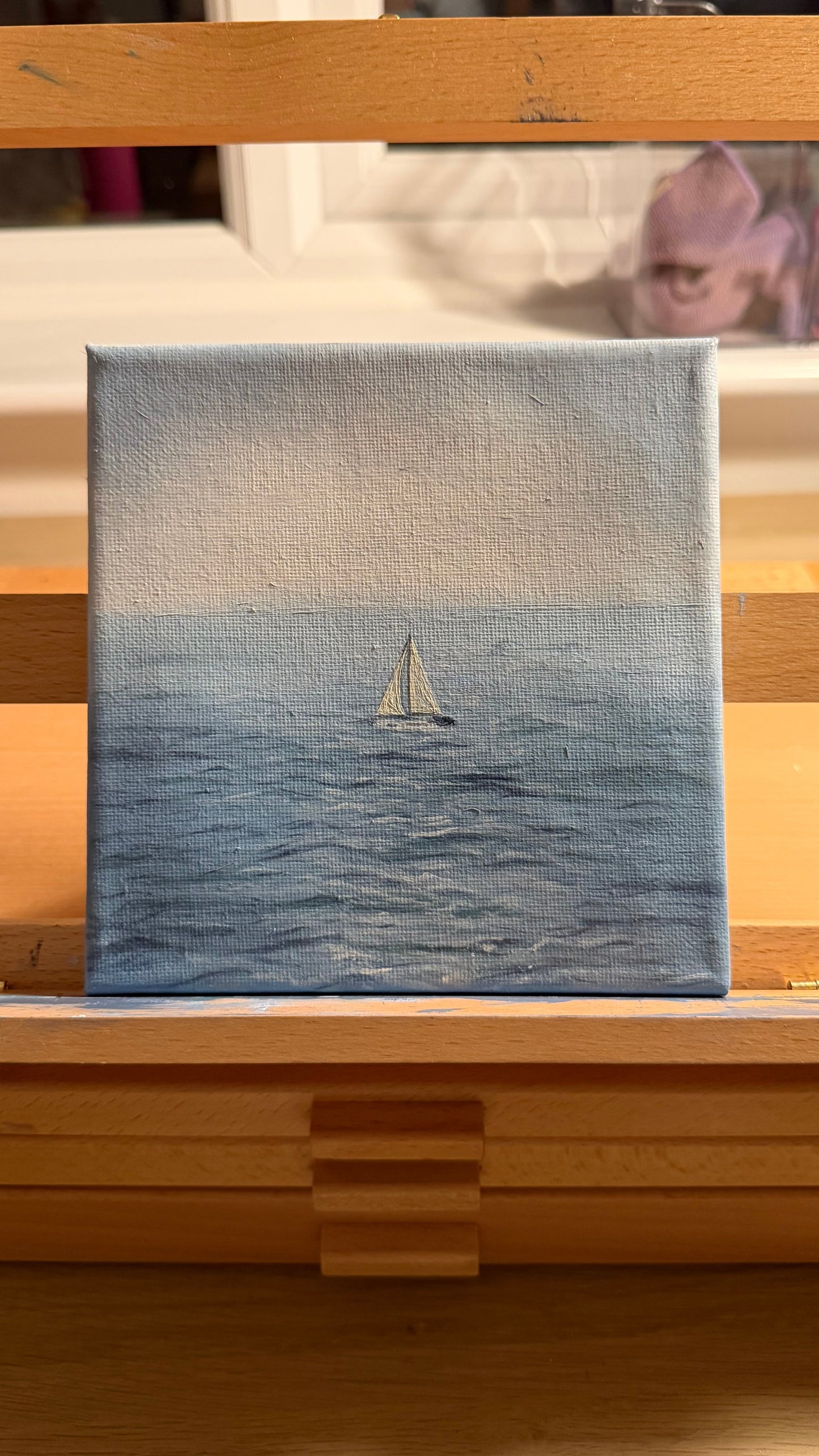 “Distant Sail” Original Painting - 6x6 inch