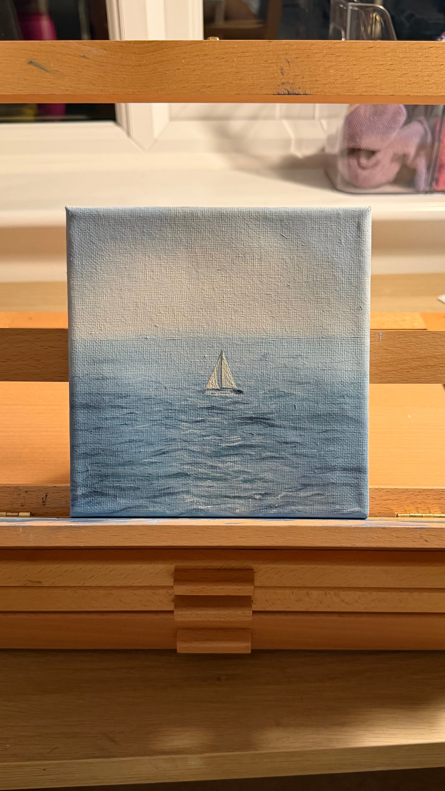 “Distant Sail” Original Painting - 6x6 inch
