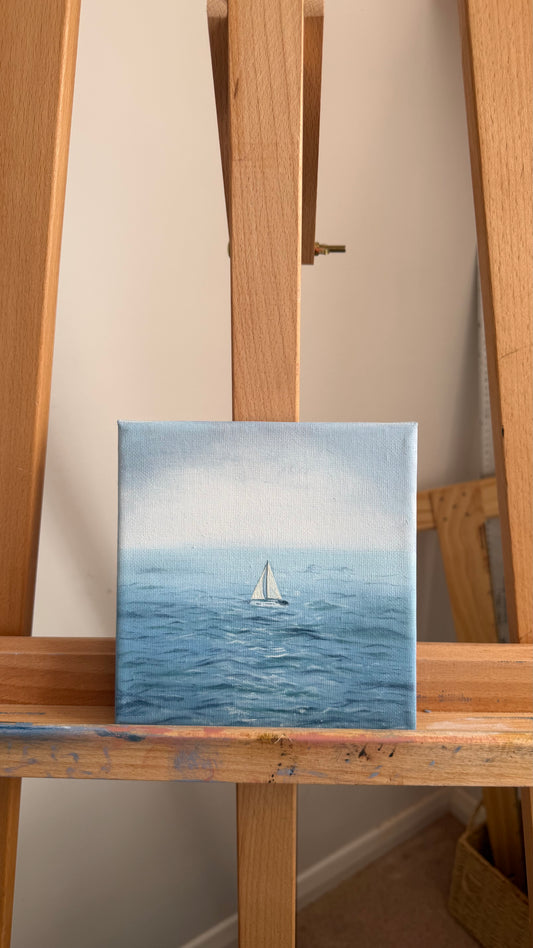 “Distant Sail” Original Painting - 6x6 inch
